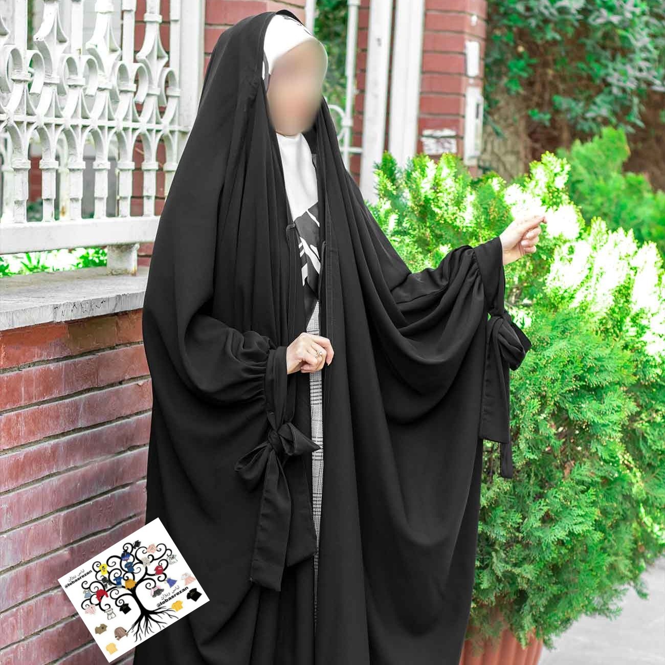 چادر جده پاپیونی طرح سنبادی جنس کرپ رویال