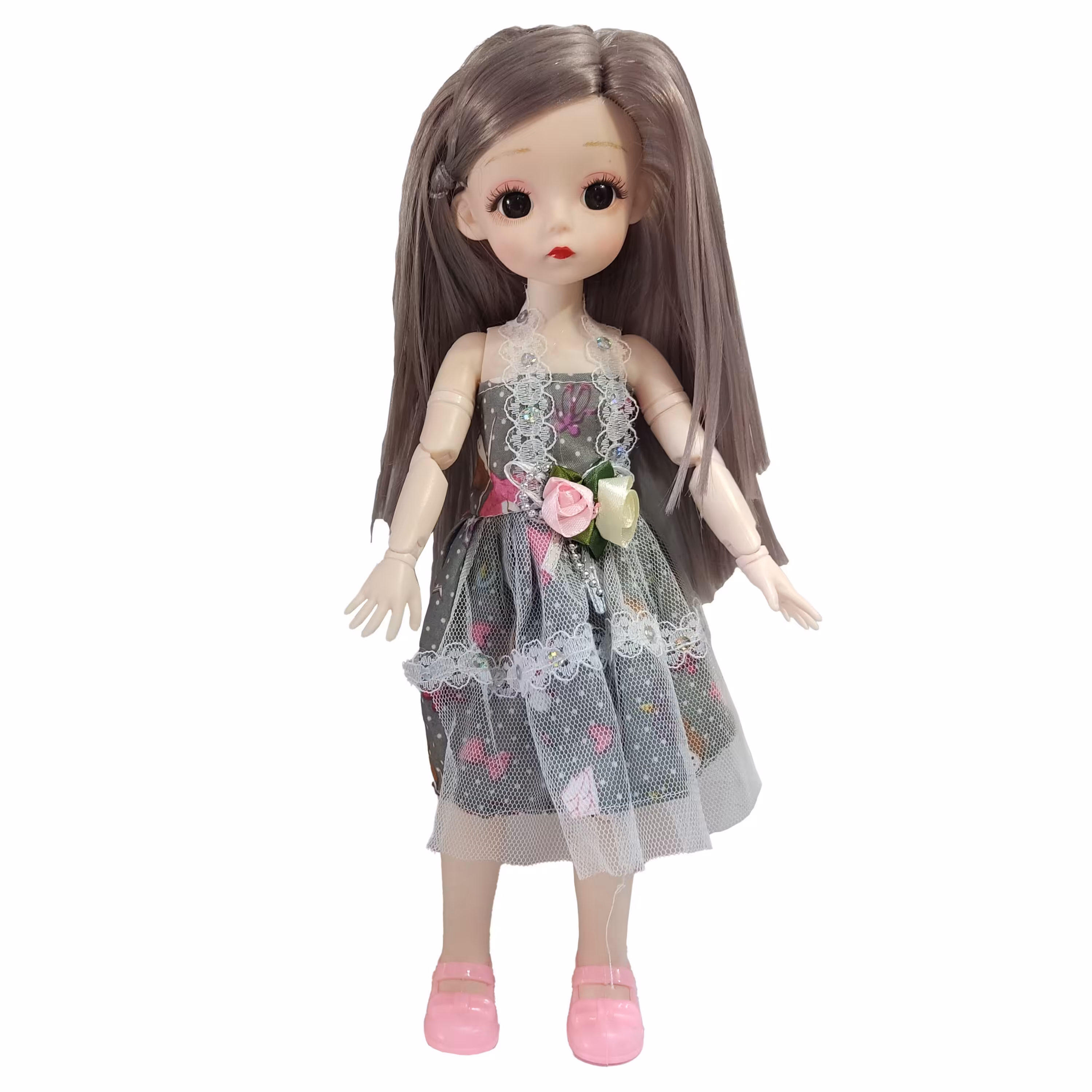 عروسک دختر چشم تیله ای ارتفاع 30 سانتی متر تمام مفصلی کد 12