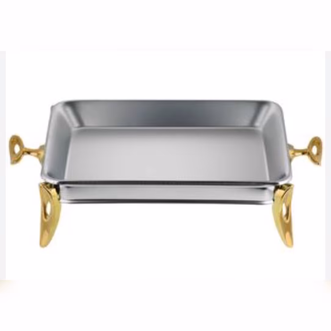 دیس برنج 8 نفره پایه طلایی رزلند مدل قایقی