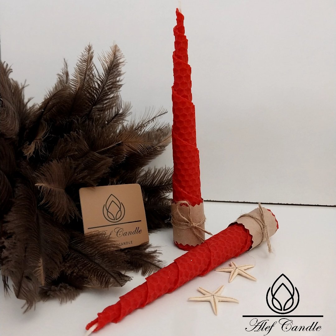 شمع موم عسل هرمی جفت