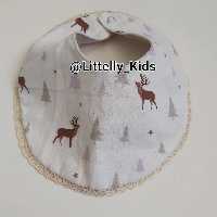 پیشبند نوزادی دو رو سبک و لطیف طرح جنگل کاج و گوزن و موسلین