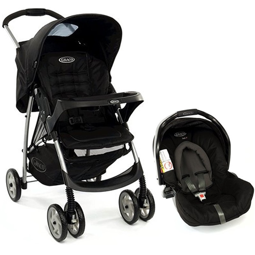 کالسکه کریر گراکو مدل میراژ پلاس شهری-مسافرتی رنگ مشکی با گرم کن پای کودک graco mirage plus black-black