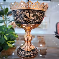 میوه خوری مسی الماس تراش سایز 32  تراش گل و مرغ (مستقیم و بدون واسطه از تولیدی)