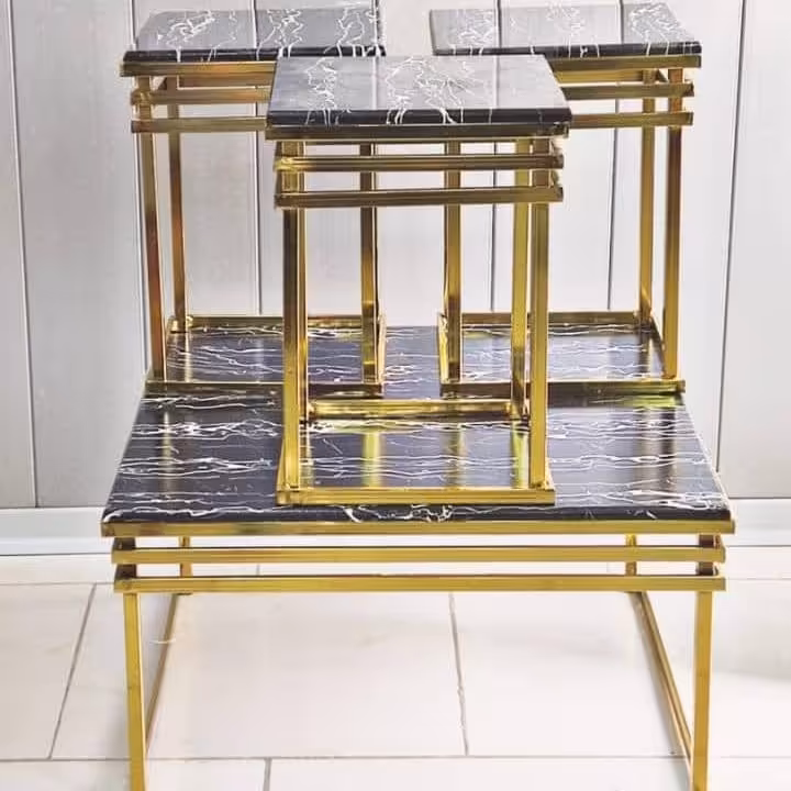 جلو مبلی استیل طلایی