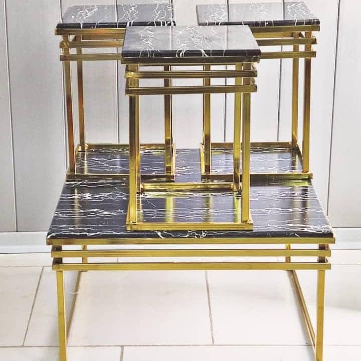 جلو مبلی استیل طلایی