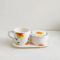 ست چای خوری تکنفره با قندان کد 222 سرامیکی دستساز 