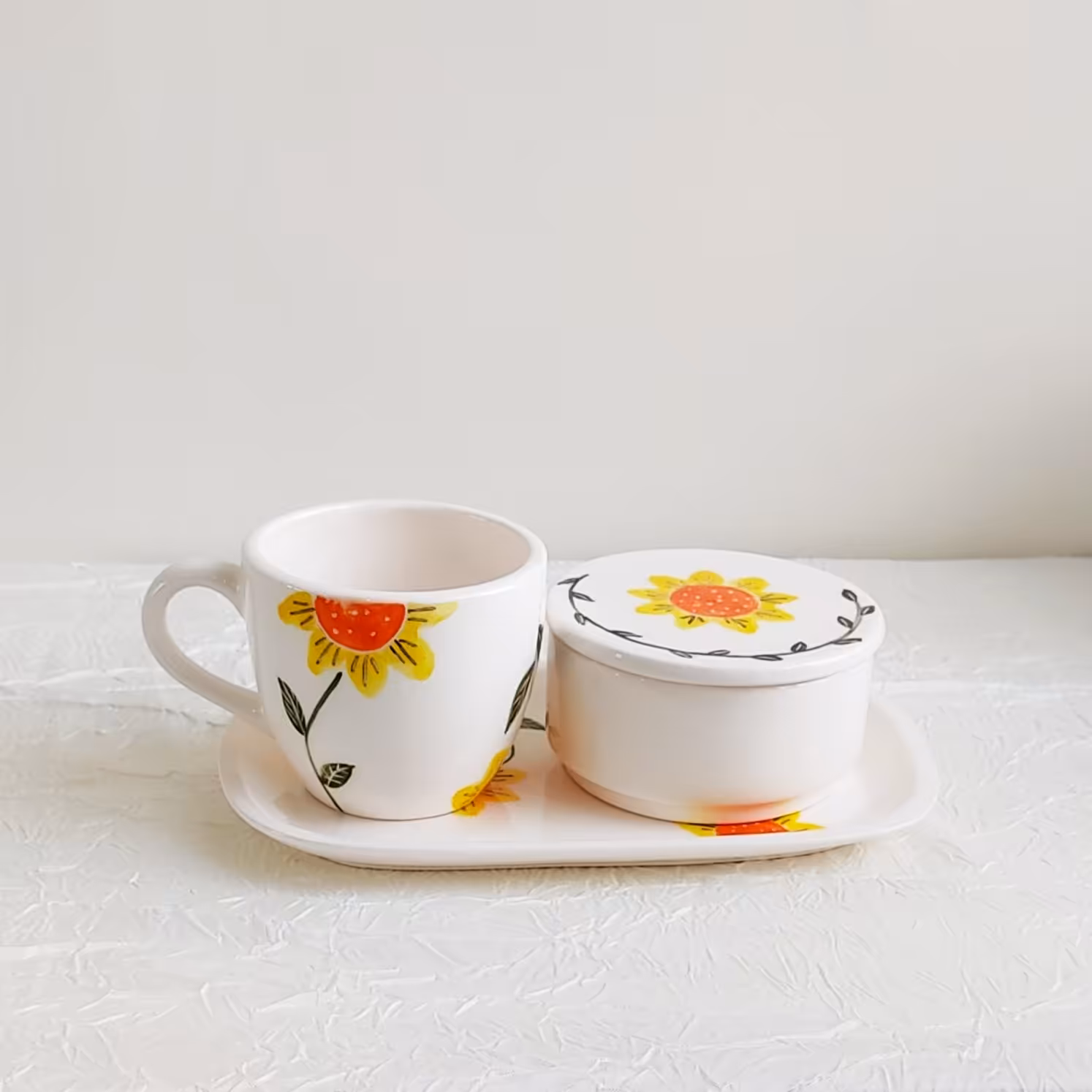 ست چای خوری تکنفره با قندان کد 222 سرامیکی دستساز 