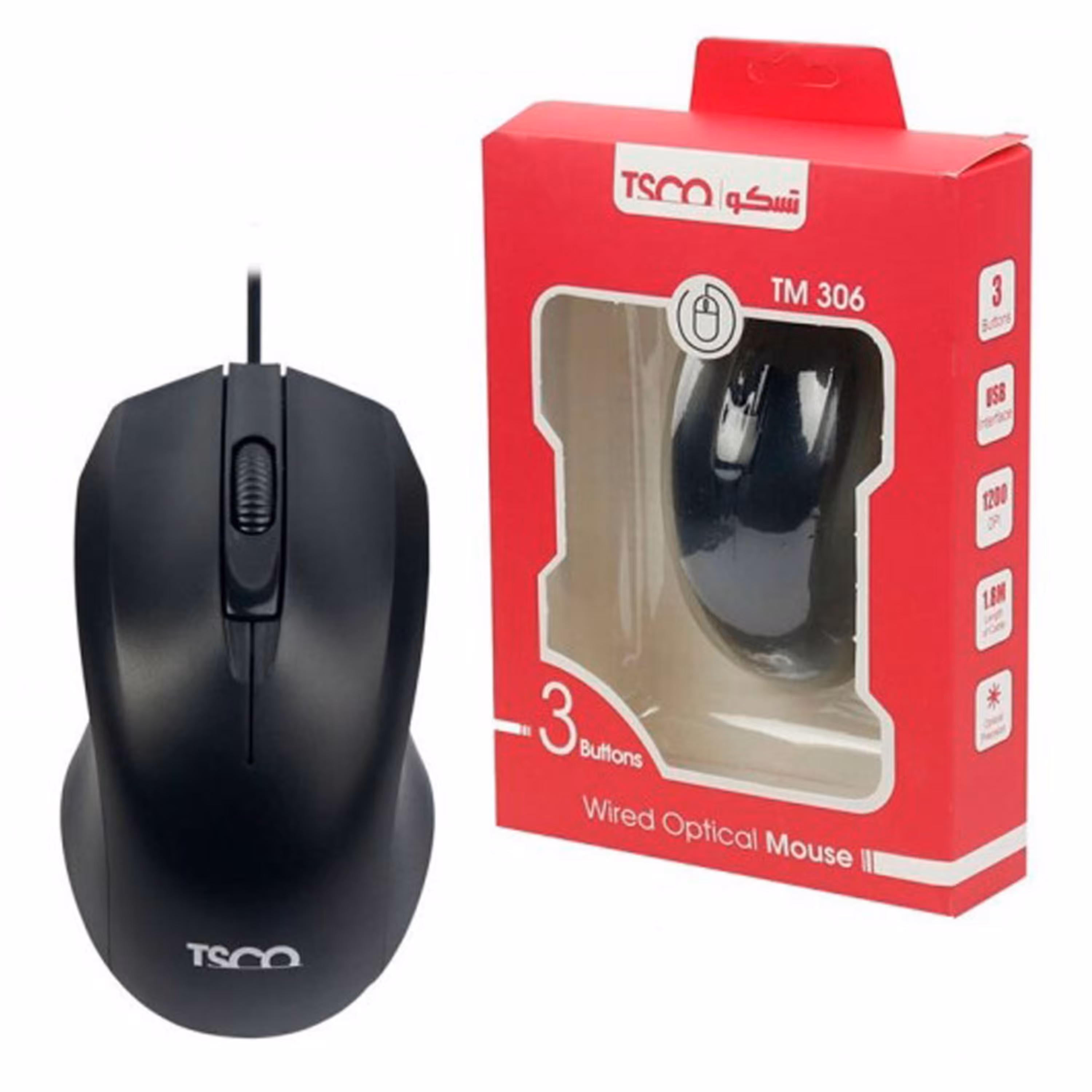موس سیم دار TSCO مدل TM 306 با گارانتی 12 ماهه