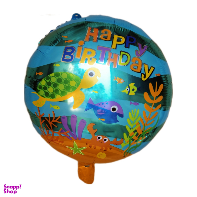 بادکنک فویلی مدل Happy Birthday طرح ماهی‌‌ها