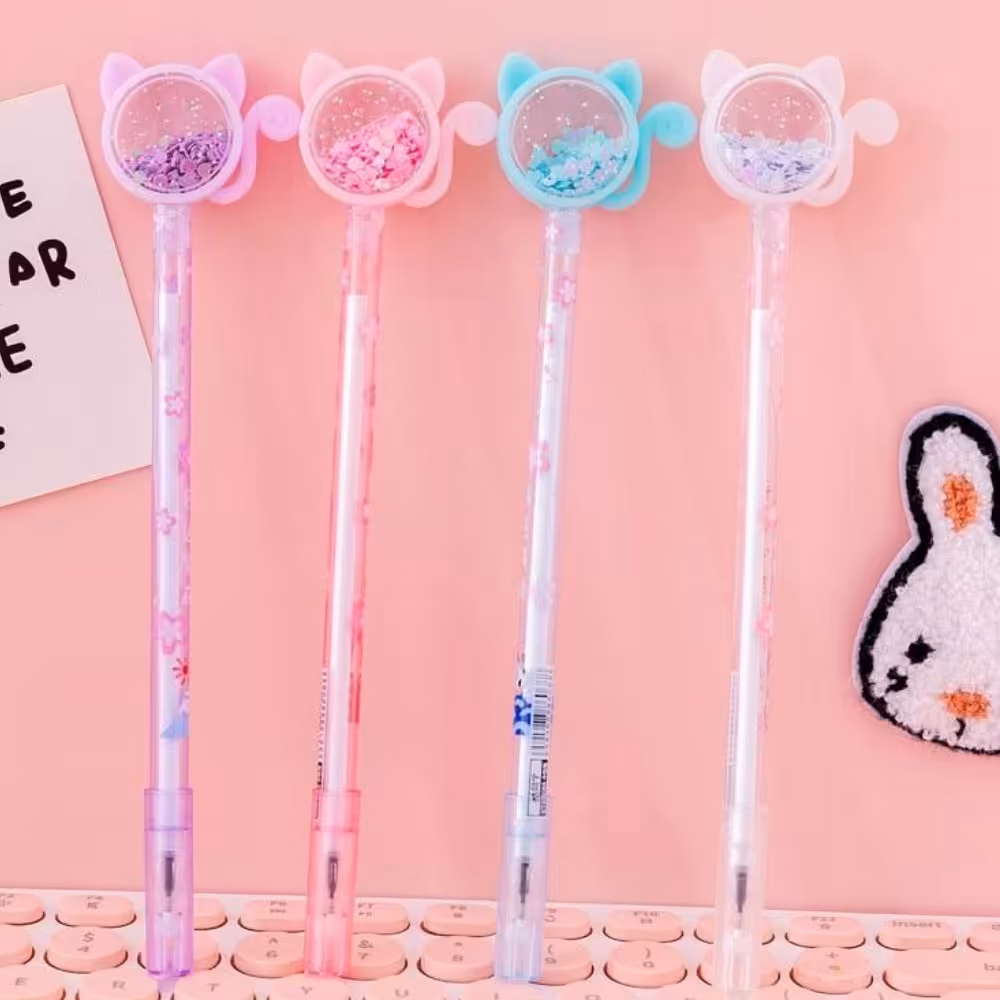 خودکار ( روان نویس ) فانتزی مدل گربه کریستالی رنگ انتخابی 