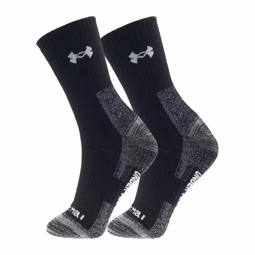 جوراب ورزشی ساق بلند حوله ای آندرارمور مدل UAS-D59751 | ساخت تایلند | مشکی