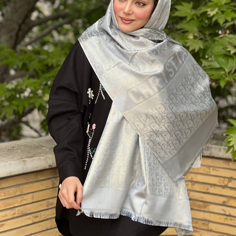 شال نخی لمه دار طرح دیور کد 26198(3)