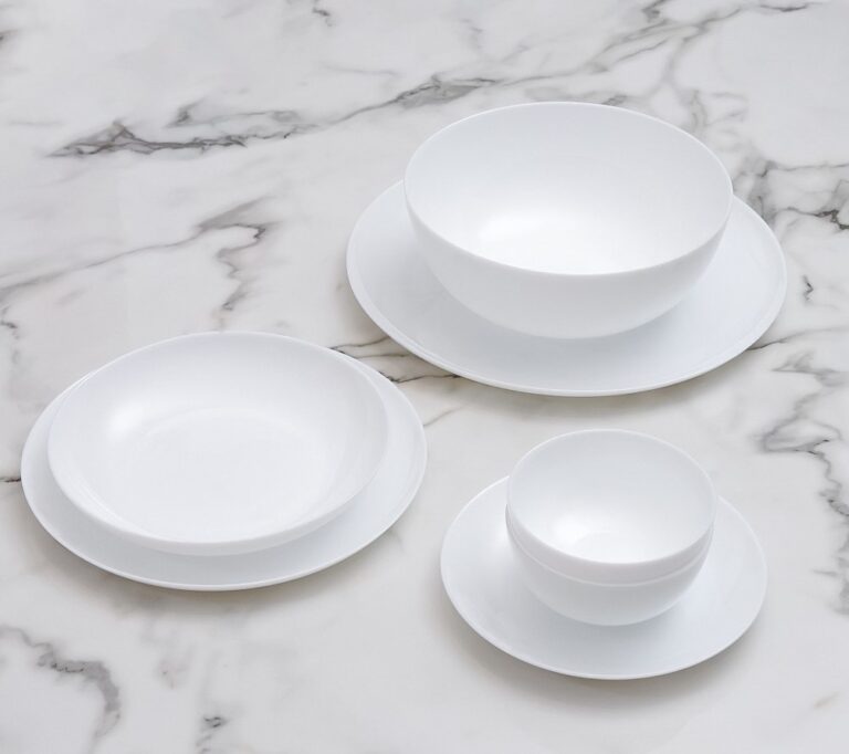 سرویس غذا خوری 26 پارچه آرکوپال قالب دیوالی طرح سفید گلدن اوپال