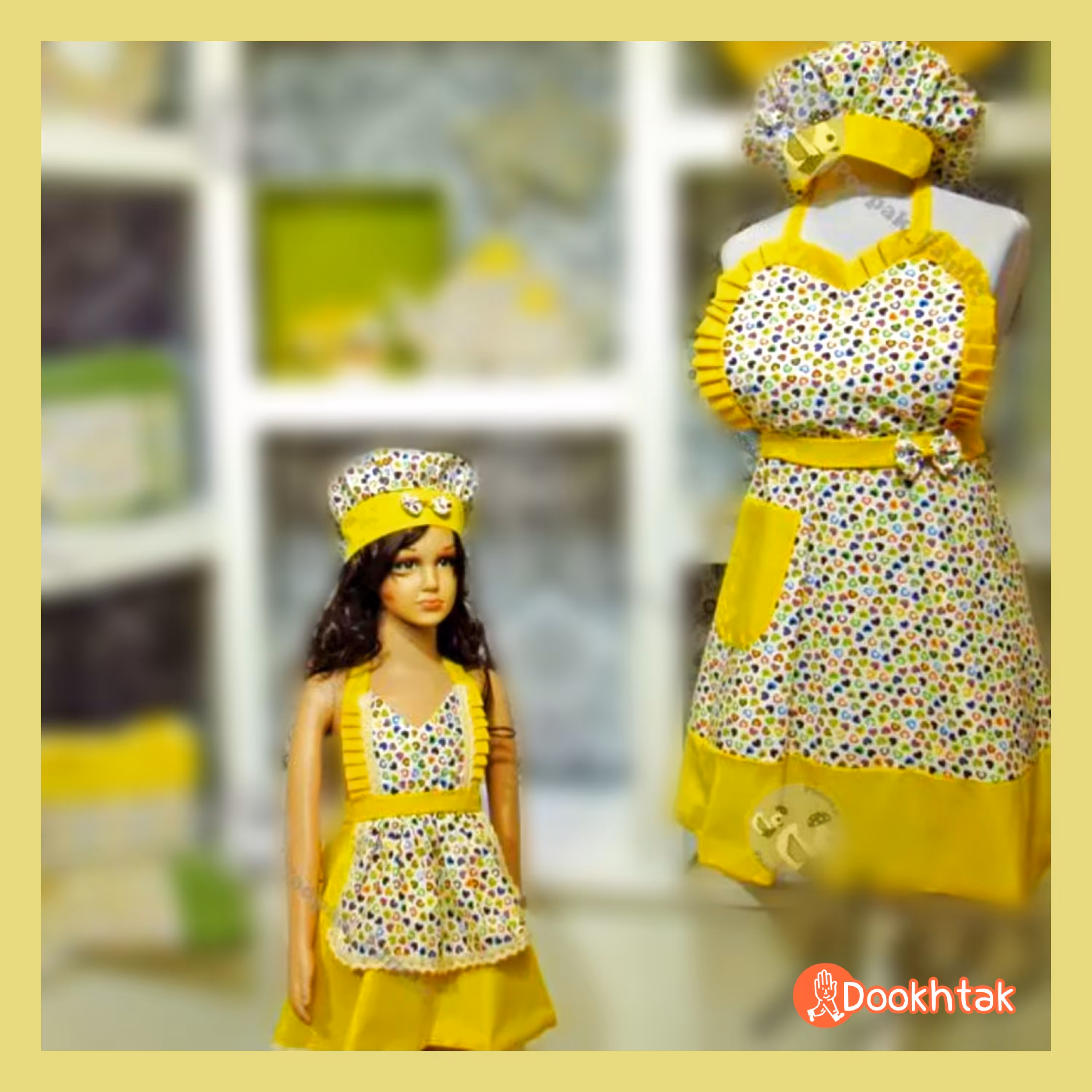 ست پیشبند مادر دختری به همراه 2 عدد کلاه(ارسال رایگان)