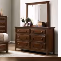 دراور لباس 6 کشو با آینه قهوه ای (پس کرایه)