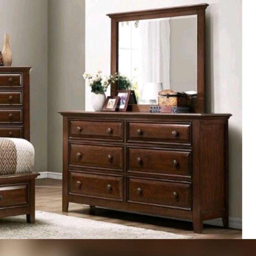 دراور لباس 6 کشو با آینه قهوه ای (پس کرایه)