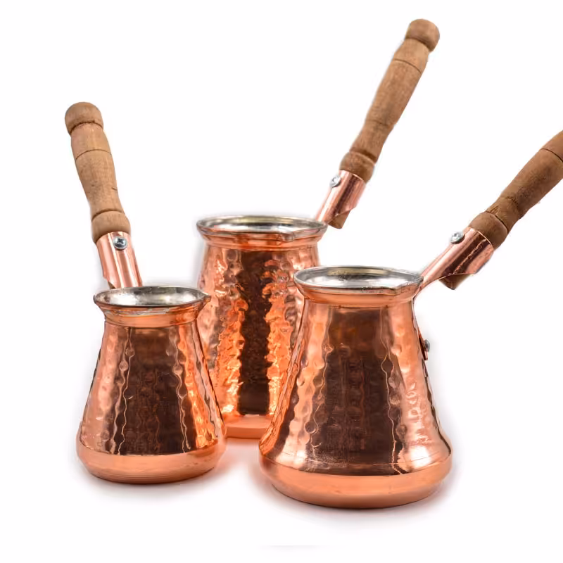 جذوه مسی قهوه ترک تراش دار4 کاپ و5 کاپ