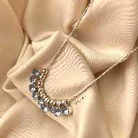 گردنبند طرح طلا سفید  prens استیل آبکاری نقره و سنگ زیرکونیا آبی Hulupuart