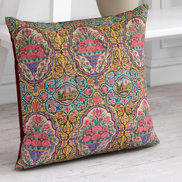 کاور کوسن مخمل  40x40 طرح کاشی نصیر  الملک کد 1  آرت مان