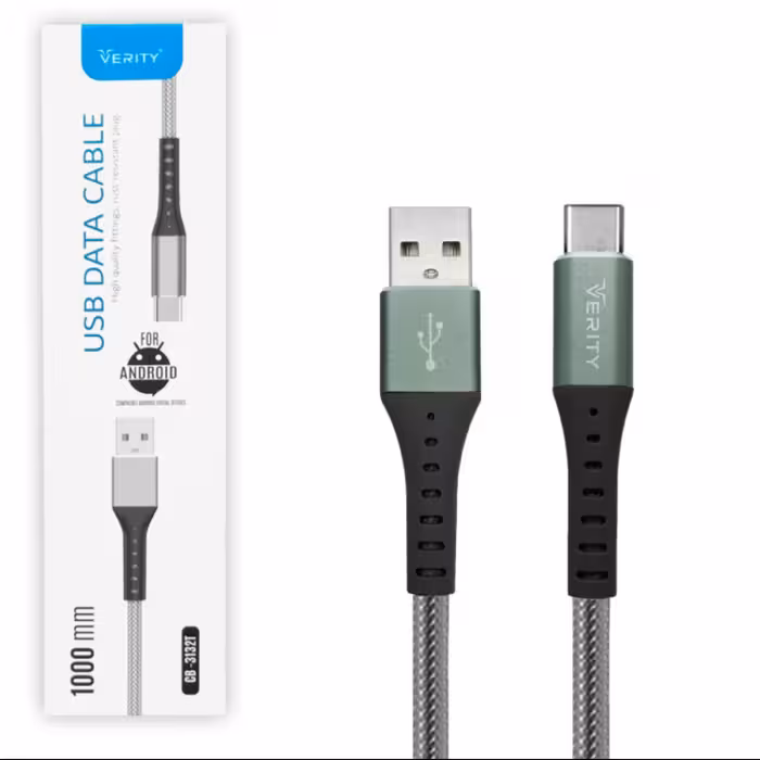 کابل شارژ اصلی و دیتا Type-C VERITY مدل CB3132 نقره ای