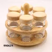 جا ادویه استند دار گردان چوب رابروود و شیشه 6 تایی کد 99062