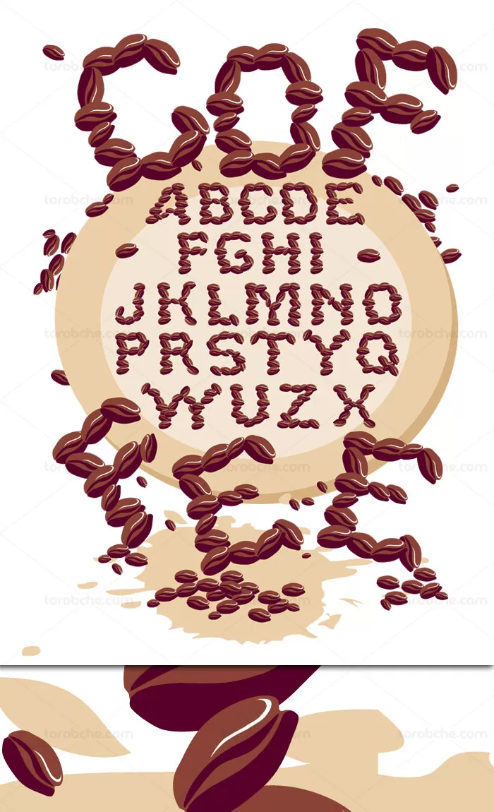 وکتور طرح حروف انگلیسی فانتزی طرح قهوه - گرافیک با طعم تربچه