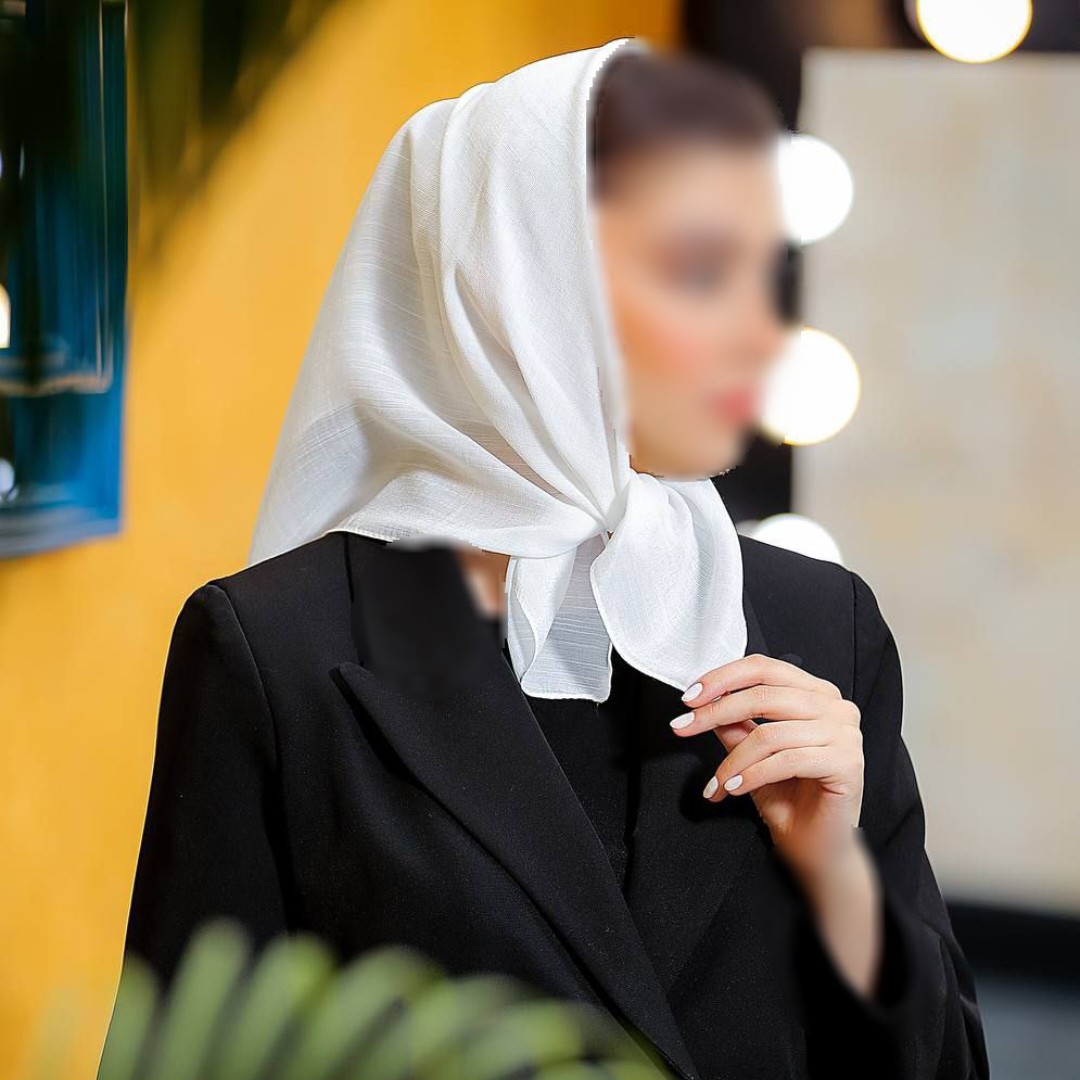 مینی اسکارف نخی اسلپ فوق العاده سبک رنگ سفید ارسال رایگان 