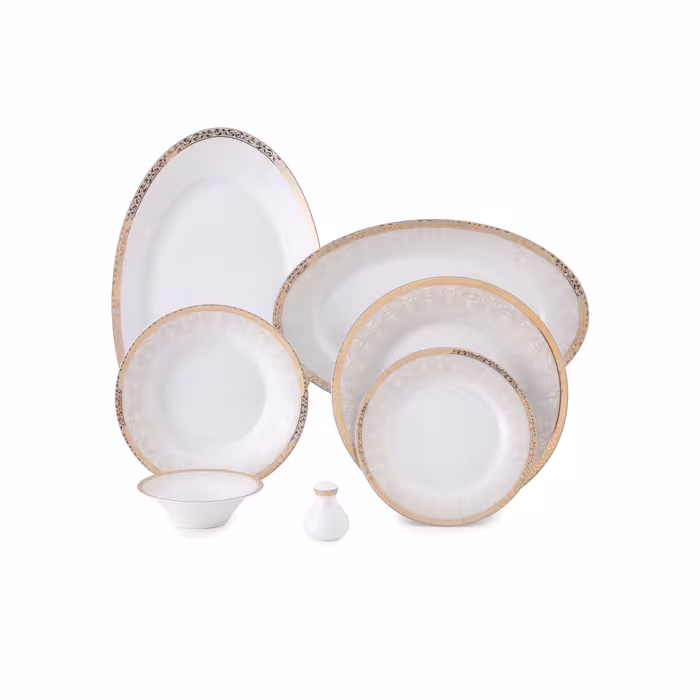 سرویس چینی زرین 6 نفره غذاخوری رومینا طلایی (35 پارچه)