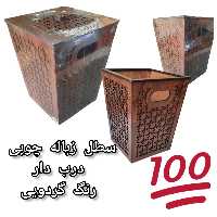 سطل زباله در دار چوبی رنگ گردویی