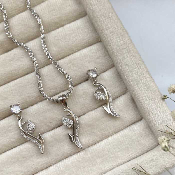 نیمست نقره زنانه و دخترانه با روکش طلا سفید  کد 66