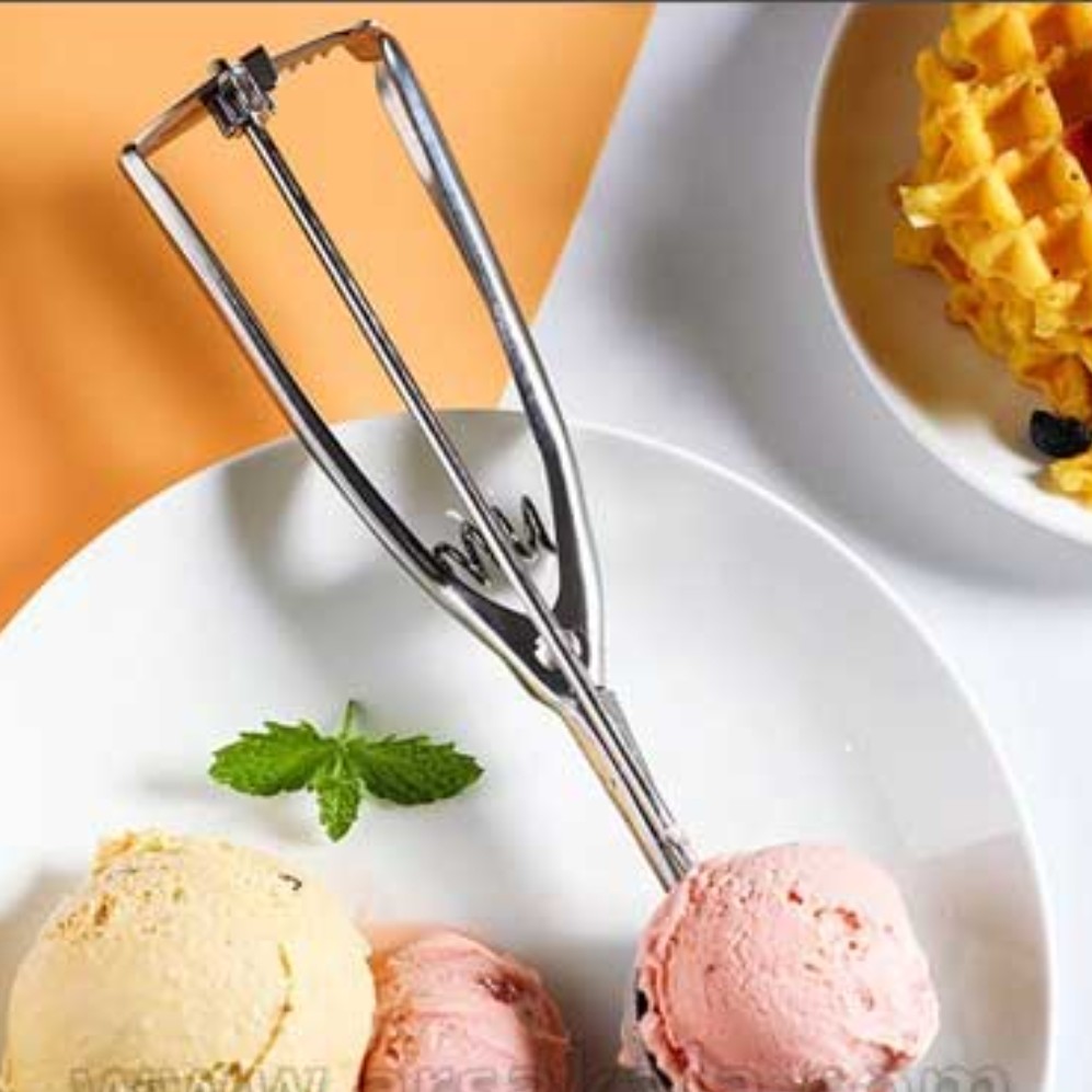 اسکوپ بستنی فلزی و دسته فنر دار

