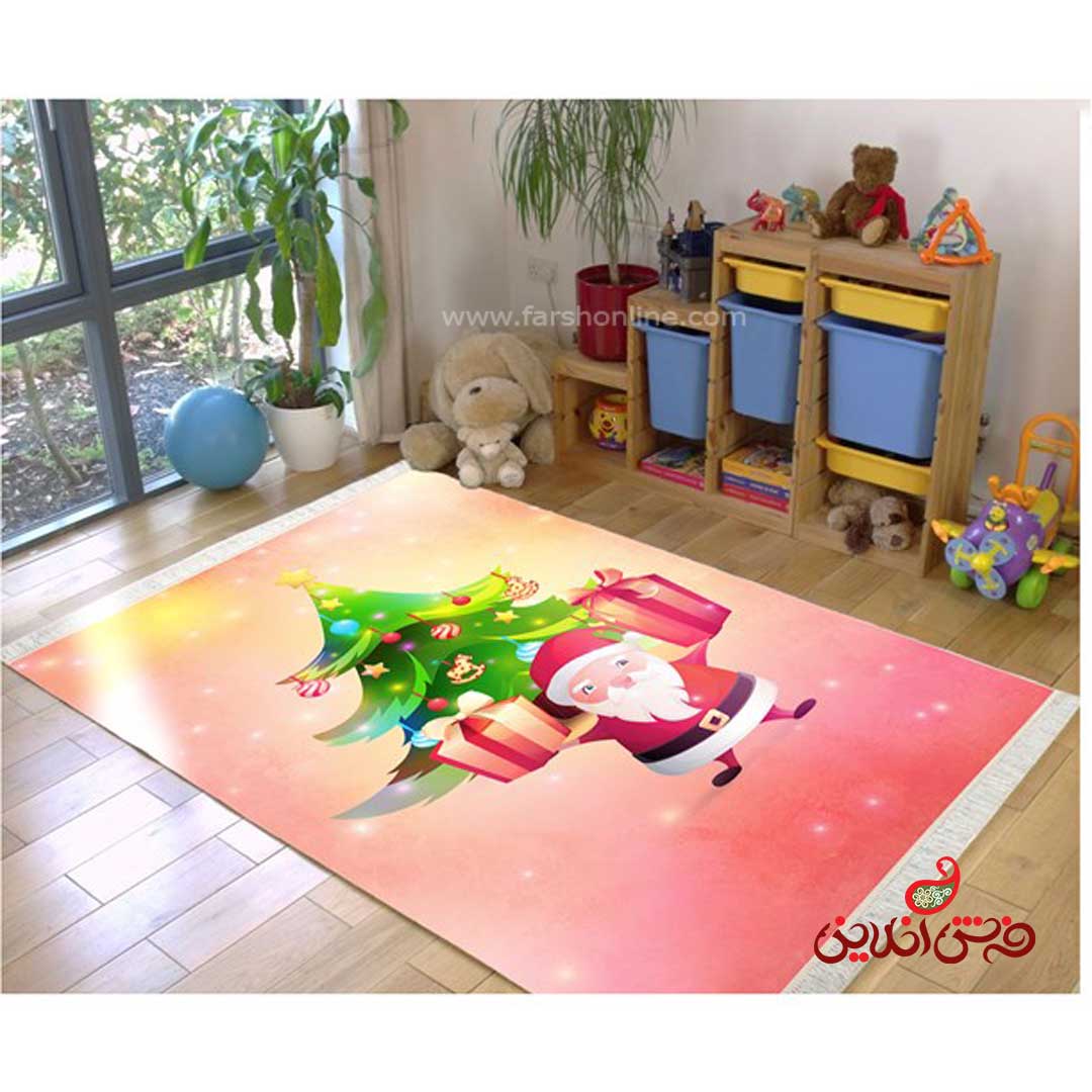 فرش ماشینی کودک کلاریس طرح بابا نوئل  کد 100280