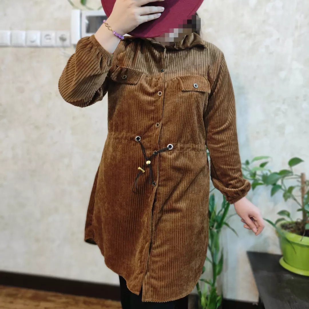 مانتو مخمل کبریتی قد 90 شیک