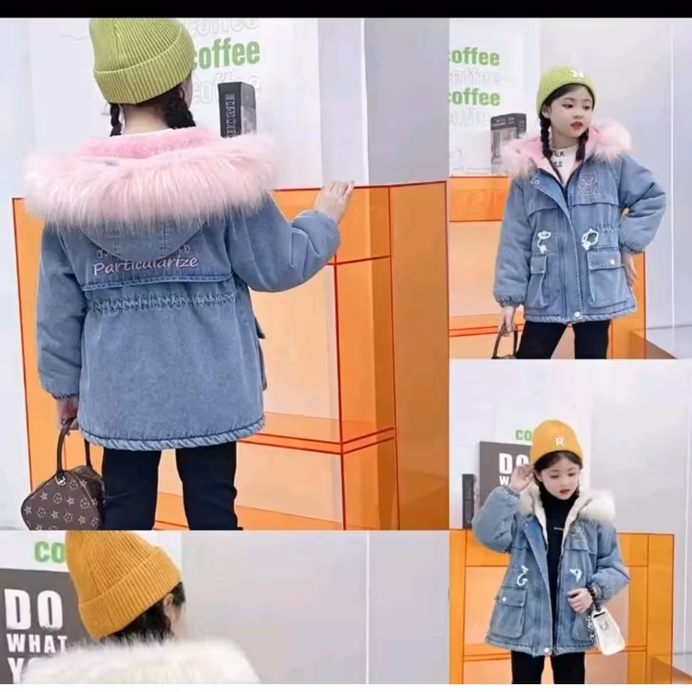 کاپشن لی دخترانه خز دار درجه یک وارداتی 3تا7سال