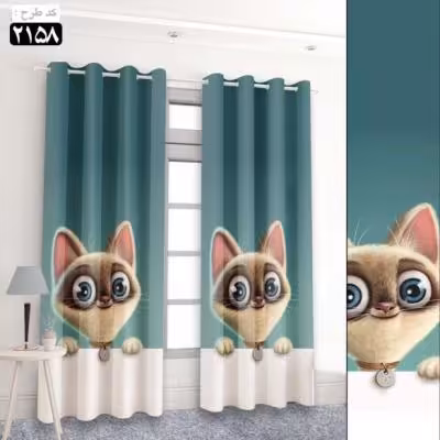 پرده تصویری طرح گربه چشم آبی