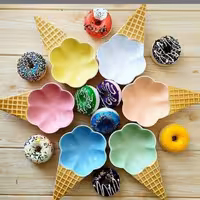 بستنی خوری 6عددی رنگی 