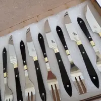 سرویس کارد و چنگال میوه خوری باربنددار  مشکی رنگ صدرا با کیفیت عالی