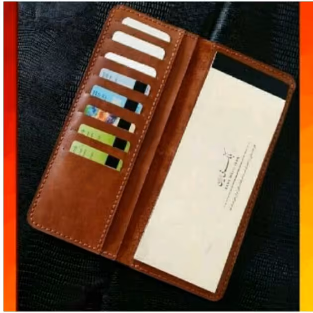 کیف دست چک و کیف پول چرم طبیعی گاوی