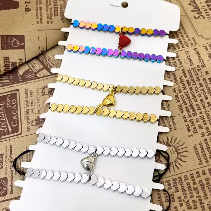 ست دستبند حدید  ولنتاین دوستی مدل قلب 