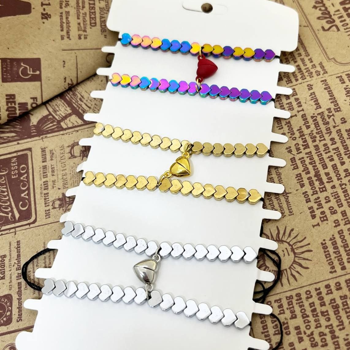 ست دستبند حدید  ولنتاین دوستی مدل قلب 