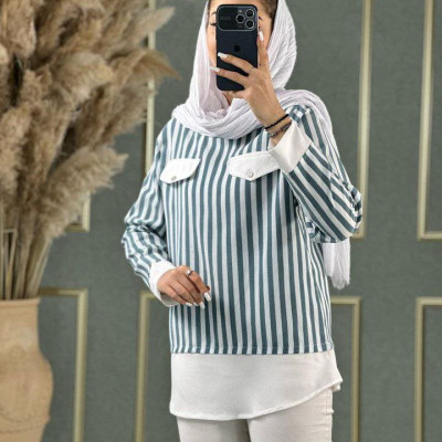 شومیز زنانه دو تیکه راه راه