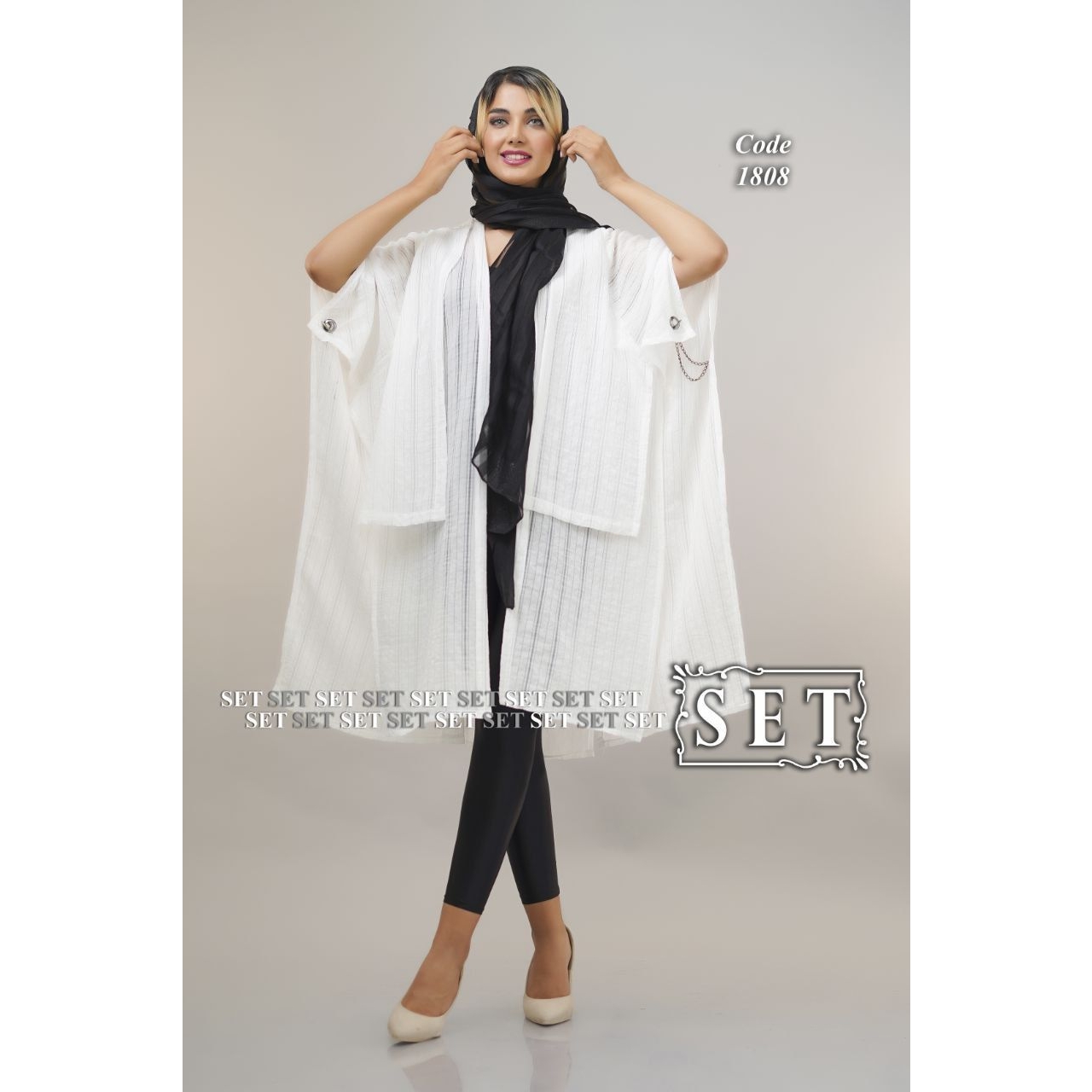مانتو مدل سایان کد 1808 رنگ سفید