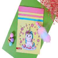 دفتر مشق چسبی 50 برگ با جلد گلاسه فانتزی اکلیلی الوند