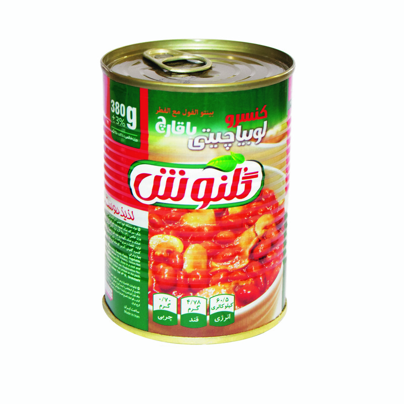کنسرو لوبیا چیتی با قارچ گلنوش - 380 گرم