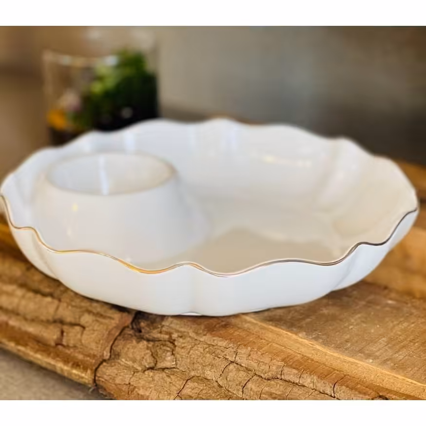 دیس اسنک دیش لمون 303 سایز 6 در 30 تک رنگ از جنس چینی