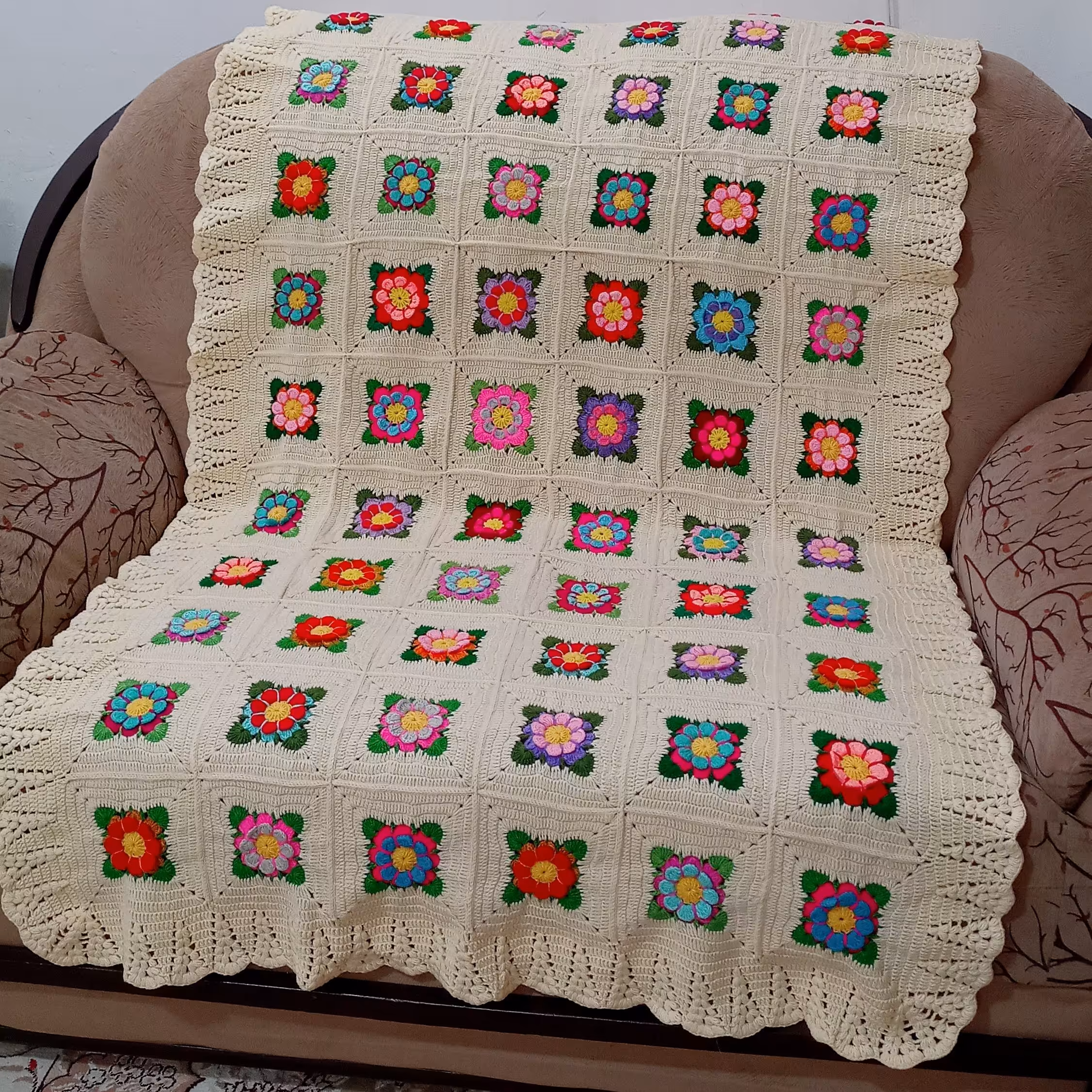 شال مبل برای مبل دونفره بافته شده با کاموای درجه یک و قابلیت شستشو با ماشین لباسشویی 