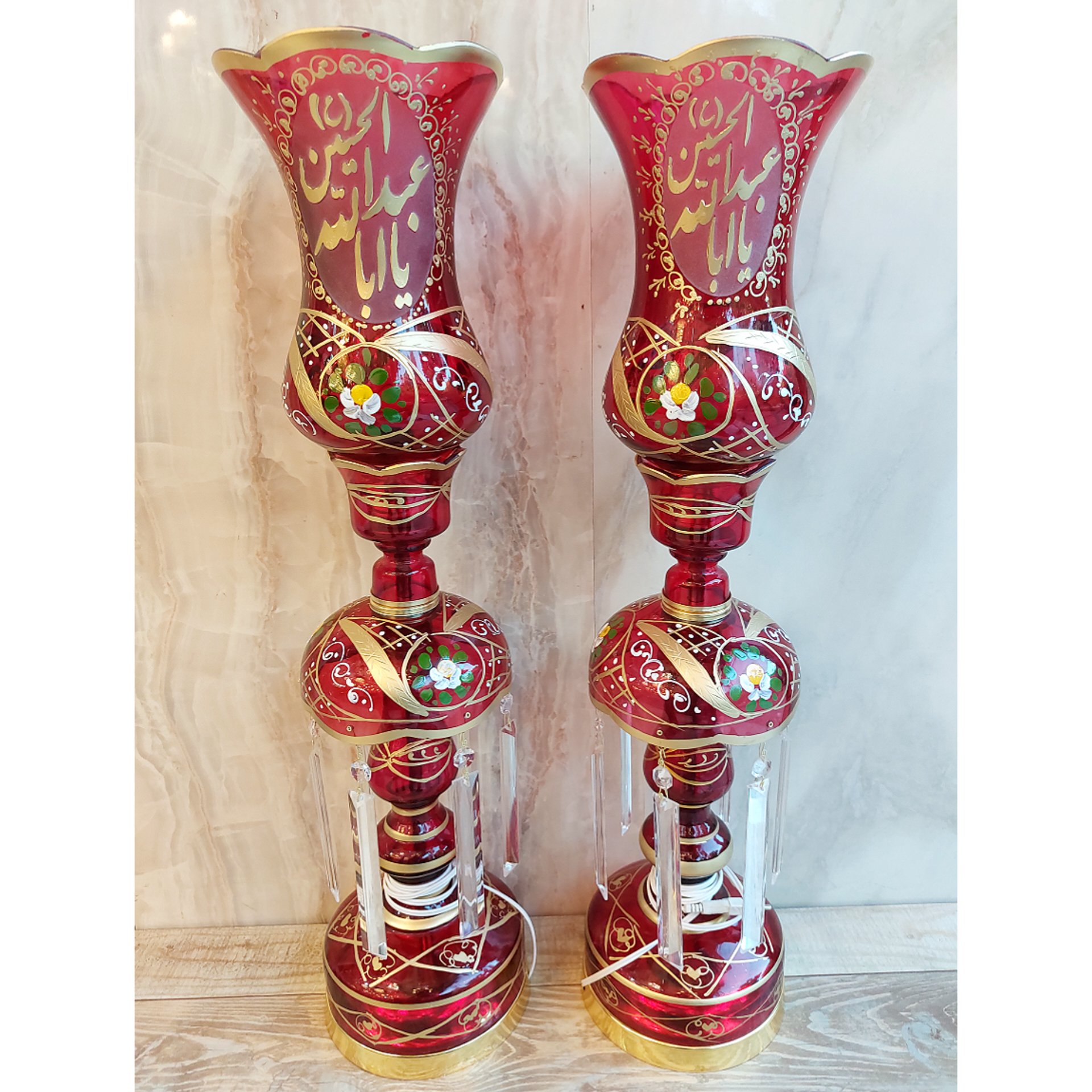 لاله مذهبی با ذکر یا اباعبدالله قرمز متوسط 