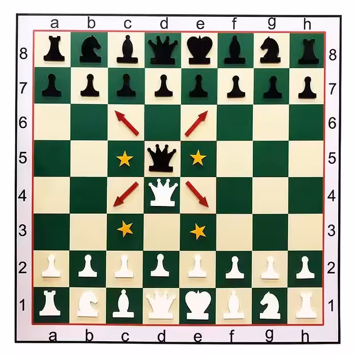 تابلو آموزش شطرنج با مهره مغناطیسی | سفید/سبز