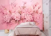 کاغذ دیواری سه بعدی گل صورتی برای اتاق دختر HQ-1351