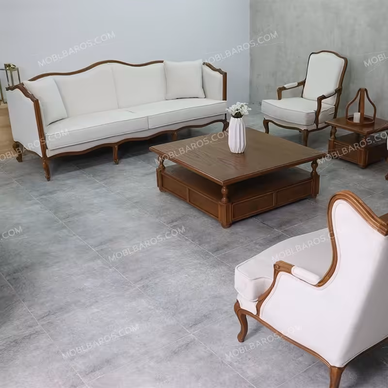 سرویس مبلمان فرانسوی با کاناپه گندم(ارسال با باربری پس کرایه )